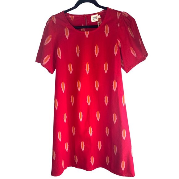 2/$30 Mata Traders Small Cherry Red Ikat A-Line Dress 100% Cotton NWT - Picture 6 of 14